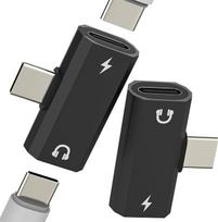 USB-C ausinių skirstytuvo adapteris, „Type-C“ įkroviklis, skirtas „iPhone 17“, „16 Pro Max“, suderinamas su „Samsung S25“, „S24 Audio“ (2 vnt.), donglas su 3,5 mm kištuku, dvigubas adapterio laidas, ausinės „Apple“ „iPad“