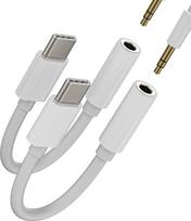 USB-C į 3,5 mm garso adapteris ausinėms (2 vnt. rinkinys) AUX jungtis, USBC tipo C DAC ausinių jungtis, skirta „Samsung Galaxy S20“, „S21 Ultra“, „Note 10“, „20“, „Pixel 2“, „4“, „6“ ir „Android“ priedams bei kabeliams