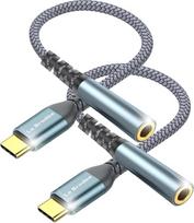 USB-C į 3,5 mm ausinių lizdą, 2 vnt. C tipo į 3,5 mm ausinių AUX skaitmeninio garso adapteriai, AUX į USB-C ausinių adapteriai, skirti „Galaxy“, „Pixel“, „iPad Pro“, „Huawei“, „Xiaomi“ ir kitiems įrenginiams
