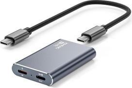 USB-C į AR akinių adapteris, skirtas maitinti „Xreal“, „Viture“ ir „RayNeo“ AR akinius, tuo pačiu įkraunant „Steam Deck“, „ROG Ally“, „Switch 2“, „DJI RC 2“, „iPhone 17“ ar „Android“ telefonus; suderinamas su 8K 30 Hz / 4K 144 Hz