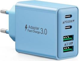 USB-C įkroviklis, 40 W, 4 prievadai, USB-C kištukas, daugiafunkcinis greitojo įkrovimo įrenginys su PD adapteriu + QC įkroviklis, skirtas „iPhone 17“, „16“, „15“, „14“, „13 Pro Max“, „Plus“, „12“, „11“, „iPad“, „Samsung Galaxy“ ir kitiems mobiliesiems tel