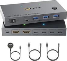 USB-C KVM komutatorius, skirtas 2 monitoriams ir 2 nešiojamiesiems kompiuteriams; dviejų monitorių USB-C tipo KVM komutatorius palaiko 4K@60Hz raišką 2 kompiuteriams, leidžia bendrai naudoti klaviatūrą, pelę ir monitorių
