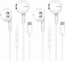 USB-C laidinės ausinės, skirtos „iPhone 15“, „16“, „17“ – „Type-C“ ausinės su mikrofonu ir garsumo reguliatoriumi, suderinamos su „17e“, „16e“, „17“, „16“, „15 Pro“, „Max“, „Plus“, „Samsung Galaxy S26“, „S25“, S24, S23, S22, S21 FE, 2