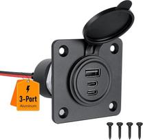 USB-C lizdas, 12 V, skirtas kemperiams ir automobiliams, pagamintas iš aliuminio, 3 prievadai, 1 vnt. pakuotėje