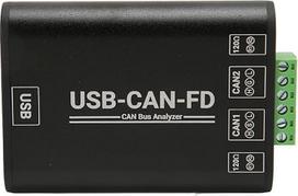 USB–CAN-FD adapteris, dviejų kanalų galvaninė izoliacija iš pramoninės kokybės aliuminio lydinio, CAN-FD magistralės analizatorius, protokolo analizatorius su USB maitinamais tvarkyklėmis ir programine įranga