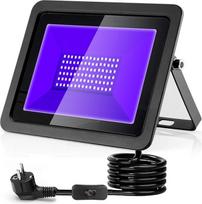 UV juodosios šviesos prožektorius, 100 W, 365 nm LED juodosios šviesos lempa, IP66 atsparus vandeniui UV prožektorius su kištuku, prožektorius „Blacklight“ vakarėliams, „Glow“ vakarėliams, diskotekoms ir barams