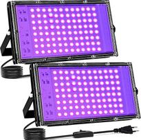 UV juodosios šviesos prožektorius, 100 W LED UV prožektorius su maitinimo adapteriu, 2 vnt. rinkinys