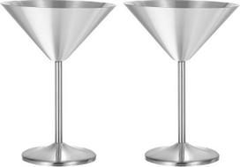 uxcell Martini kokteilių stiklinės, nerūdijančio plieno nedūžtančios Martini stiklinės, raudonojo vyno stiklinės, nedūžtančios vestuvių vakarėlio dovanos 2 pakuotės 6oz sidabro