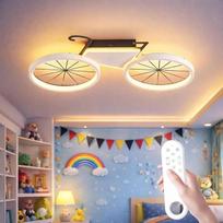 Vaikiškas lubų šviestuvas "Bicycle LED" su nuotolinio valdymo pulteliu, 32 W, 3200 lm, reguliuojamas apšvietimas, 3000 K - 6500 K, laikmatis ir naktinė lemputė, lubų šviestuvas, vaikų kambarys, berniukams ir mergaitėms, kūrybinis dviratukas