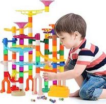 Vaikiškas žaidimas "Marble Run" - atnaujintas 166 dalių įvairiaspalvių marmurinių kaladėlių rinkinys su įdomiais trasos elementais ir stikliniais rutuliukais, motorinių įgūdžių ir statybų žaislas vaikams, mergaitėms, berniukams, 3-12 m.