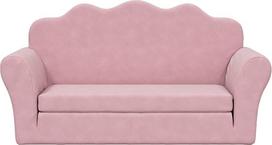 Vaikų dvivietė miegamoji sofa, rožinė, minkšta, pliušinė, modelis 357063