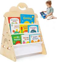 Vaikų medinė knygų spinta, Montessori knygų spinta vaikų kambariui, knygų dėžutė vaikams skaitymo kampui, knygų organizatorius vaikų kambariui, kūdikių knygų saugykla vaikų kambariui, gyvenamasis kambarys