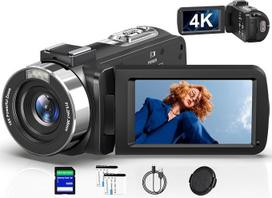 Vaizdo kamera „Camcorder“ 4K, 80 MP, naktinio matymo funkcija, 18 kartų skaitmeninis priartinimas, vlogų kūrimo kamera | ﻿HD internetinė kamera su infraraudonųjų spindulių naktinio matymo funkcija, skirta „YouTube“, 3,0 colių IPS ekranas, pasisukantis 270