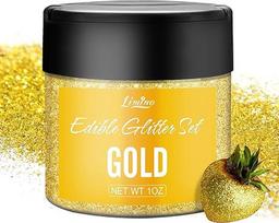 Valgomieji blizgučiai - 1 uncija "Gold Dust" valgomųjų blizgučių dulkės gėrimams, pyragams, kepiniams - metalizuoti blizgučiai miltelių maisto spalvos milteliai kokteiliams, vynui, fondantui, sausainiams (auksas)