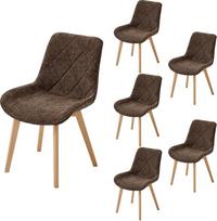 Valgomojo kėdžių rinkinys iš 6 lino minkštų medžio masyvo kojų Virtuvės kėdė gyvenamajam kambariui Lounge Office Priėmimo miegamojo kėdės, Browm
