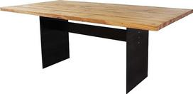 Valgomojo stalas "Manhattan Solid Heartwood Beech" 220 x 100 cm Dizainerio stalas iš medžio masyvo su neapdoroto plieno stalo rėmu, medinis stalas, metalinis plienas, aukščiausios kokybės valgomojo stalo dizainas Valgomojo stalas Exclusive