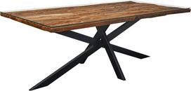 Valgomojo stalas 215 x 100 cm Žvaigždė Metalinis rėmas Medinis stalas Akacijų mediena Perdirbta su stiklo viršumi Pramoninis dizainas