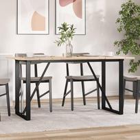 Valgomojo stalas iš masyvios pušies medienos, 160 x 80 x 75 cm, su plieniniu O formos rėmu, puikiai tinkantis jaukiems pietums jūsų valgomojo kambaryje