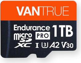 VANTRUE 1TB microSD atminties kortelė UHS-I U3 4K su adapteriu, suderinama su vaizdo kameromis, išmaniaisiais telefonais, planšetiniais kompiuteriais, veiksmo kameromis ir stebėjimo kameromis (1TB)