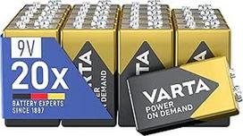 VARTA akumuliatoriai, 9 V blokiniai akumuliatoriai, maitinami pagal poreikį, šarminiai, saugykla, išmanūs, lankstūs, galingi, tinkami dūmų, gaisro ir gaisro signalizatoriams, 20 vnt.