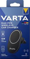 VARTA Mag Pro belaidis automobilinis įkroviklis ir mobiliojo telefono laikiklis, 15 W, magnetinis išmaniojo telefono laikiklis su įkrovimo funkcija, suderinamas su "MagSafe", suderinamas su Qi, automobilinis laikiklis su C tipo USB kabeliu, juodas