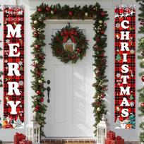 Vartų baneris su užrašu „Merry Christmas“, dekoracija vidui ir lauke, Kalėdų baneris verandai, Kalėdos, namų durys, Naujųjų metų vakarėlis, sveikinimo lentelė, skirta pakabinti ant