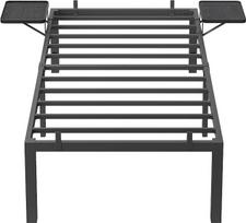 VASAGLE 90 x 190 cm lovos rėmas su metaliniu grotelių pagrindu, metalinis rėmas su lentynomis, galvūgalis, paaugliams, lengvai surenkamas, klasikinė juoda spalva RMB091B01