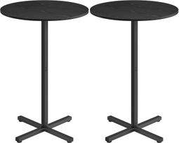 VASAGLE LBT362B01 Baro stalas, apvalus bistro stalas, uždaras balkono stalas, nedidelis aukštas stalas namų barui, svetainei ir valgomajam, 60 x 60 x 104,5 cm, lengvai surenkamas, juodojo ebono spalvos