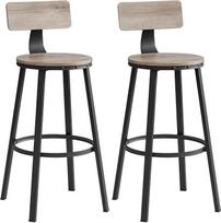 VASAGLE LBC026B02 baro kėdės, 2 vnt. rinkinys, virtuvės kėdės su metaliniu rėmu, sėdimosios dalies aukštis 73 cm, lengvai surenkamos, pramoninis dizainas, pilkai rudos ir juodos spalvos