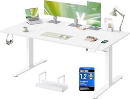 VASAGLE reguliuojamo aukščio stalas, 180 x 80 cm, USB-C prievadas, maitinimo elemento lentynėlė, stovimas stalas, priminimas apie ilgą sėdėjimą, 3 atminties mygtukai, skirtas biurui, matinės baltos spalvos LSD148WZ02