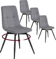 VASAGLE TYRA kolekcijos KDC198G101 valgomojo kėdės, besisukančios 360°, aksominės, ergonomiškos minkštos kėdės, 4 vnt. rinkinys, 43 x 52 x 83 cm, skirtos valgomajam ir svetainei, šiferio pilkos spalvos