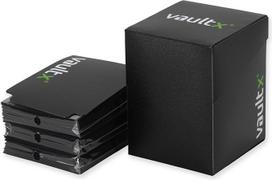 Vault X ® Didelė kaladžių dėžutė ir 150 juodų kortų dėklų - didelis dydis, skirtas 100+ kortų su dėklais - TCG kortų laikiklis be PVC (standartinis)