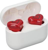 VBESTLIFE širdies formos belaidės ausinės su „Bluetooth 5.3“ ir „Hi-Fi“ stereo garsu bei įkrovimo dėklu, skirtos sportui ir kelionėms (raudonos)