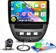 VECHTEL 4G + 64G automobilinis radijas "Android 15", skirtas "Toyota Aygo" / "Peugeot 107" / "Citroen C1 2004-2014", 10,1 colio vidinis HD jutiklinis ekranas su belaidžiu "Carplay" "Android" automobiliniu GPS "Wi-Fi" USB "Bluetooth" FM RDS
