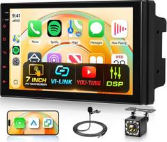 VECHTEL universali 2 DIN „Linux“ 7 colių IPS jutiklinė automobilių radijo sistema | Belaidė „CarPlay“ ir „Android Auto“, „Vi-Link“, „Bluetooth“, FM/RDS radijas, DSP, valdymas nuo vairo, „Mirror Link“, atbulinės eigos kamera