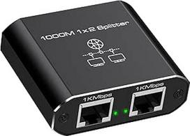 VEDINDUST LAN skirstytuvas nuo 1 iki 2 1000Mbps Ethernet skirstytuvas, 2 prievadai su C tipo maitinimo kabeliu Gigabitinis jungiklis kompiuteriui, koncentratoriui, maršrutizatoriui, TV priedėliui, skaitmeninei televizijai ir kt.