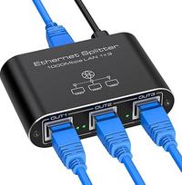 VEDINDUST LAN komutatorius nuo 1 iki 3 1000Mbps tinklo skirstytuvas Aliumininis Gigabit Ethernet skirstytuvas su USB-C maitinimo kabeliu, skirtas kompiuteriui, maršrutizatoriui, TV priedėliui