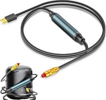VEGOATY USB optinio garso adapteris USB-A su optinio pluošto SPDIF prievado jungtimi 1,5 m, "Toslink" optinio pluošto adapterio kabelis PS5/PC/nešiojamajam kompiuteriui - optinė garso plokštė su "Plug & Play" funkcija, juoda