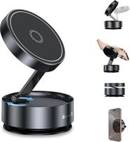 VENINGO sulankstomas magnetinis telefono laikiklis, magnetinis telefono laikiklis, vakuuminis telefono laikiklis automobiliui, "Magsafe", juodas
