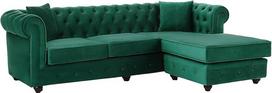 Vente-unique - "Chesterfield" kampinė sofa - Keičiamas kampas - Velvetas - Žalia - Toledo