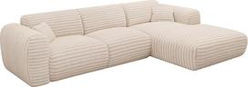 Vente-unique - Didelė kampinė sofa - Dešinysis kampas - Stambus briaunuotas laidas - Smėlio spalvos - POGNI by Maison Céphy