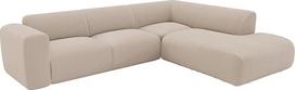 Vente-unique - Didelė kampinė sofa su šezlongu ir atlošu - Dešinysis kampas - Bouclé audinys - Smėlio spalvos - POGNI by Maison Céphy