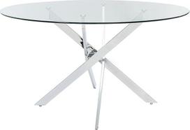 Vente-unique – Apvalus valgomojo stalas 4 asmenims – Saugusis stiklas ir chromuotas metalas – Skaidrus – „Cosima“