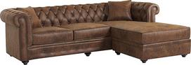 Vente-unique – „Chesterfield“ kampinė sofa – mikropluošto audinys, „vintage“ stiliaus – ruda – „Toledo“