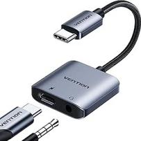 VENTION USB-C-3,5 mm garso adapteris 32 bitų/384 kHz, C tipo adapteris į ausinių lizdą su PD 60 W greitojo įkrovimo lizdo kabeliu AUX į USB C, skirtas "iPhone 17 16 15 Pro Max