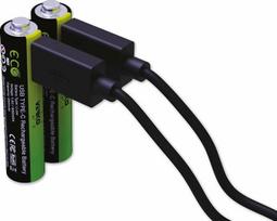 VERICO „LoopEnergy AAA 900“ įkraunama USB-C baterija AAA, 1,5 V, 900 mWh (600 mAh), ličio jonų baterija, greitas įkrovimas per USB-C jungtį per maždaug 2 valandas (2 vnt. AAA)
