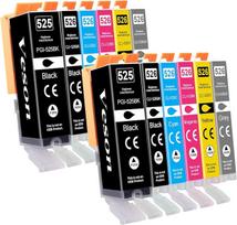 Veson 12x PGI-525 CLI-526 spausdintuvo kasetės, suderinamos su „Canon 525“ ir „526“, skirtos „Canon MG5150“ spausdintuvams, kasetės, skirtos „Pixma MG5350“, „MG5250“, „MG5140“, „MG5240“, „IP4950“, „IP4800“, „IP4850“, „IP4900“ ir „IP65“0 0 IX6550, MX895, M