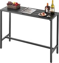 VEVOR baro stalas, 1200 x 375 x 980 mm, bistro stalas, baro stalas su metaliniu rėmu, stačiakampio formos valgomojo stalas, virtuvės stalas, baro stalas, vakarėlių stalas, balkono, sodo, baseino baldai