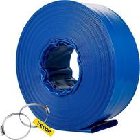 VEVOR drenažo žarna, 2" x 105', PVC audinio plokščia žarna, didelės apkrovos atgalinio plovimo drenažo žarna su spaustukais, atspari atmosferos poveikiui ir plyšimui, idealiai tinka baseinams ir vandens perpylimui, mėlyna