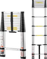 VEVOR teleskopinės kopėčios, 3740 mm, aliumininės sulankstomos kopėčios su vienos rankos sulankstymo mechanizmu, universalios kopėčios, apkrova iki 150 kg, laiptinės kopėčios, buitinės kopėčios, lauko kopėčios, skirtos namams, sodui ir palėpei